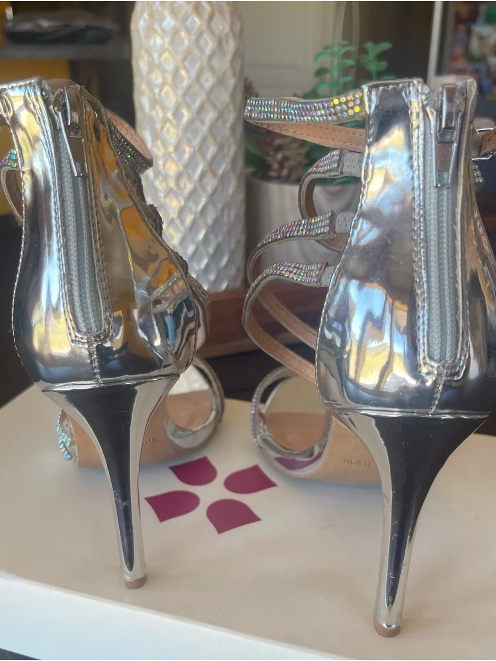 Madden Girl Silver Strappy High Heel Sandals - Size 7.5